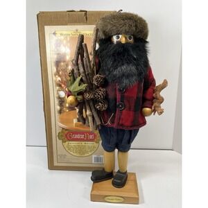 Grandeur Noel Limited Edition 17" Plaid Wooden Santa Nutcracker Nuts Squirrel